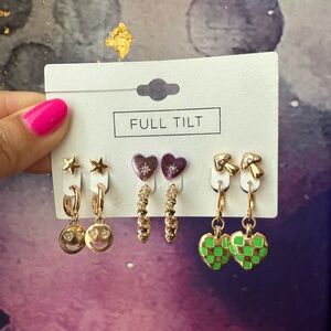 Full Tilt | Happy Checkers 6 Pair Earrings Set | L